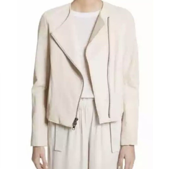 NWT VINCE Cross Front Washed-Leather Jacket (lamb skin leather) - Picture 10 of 13